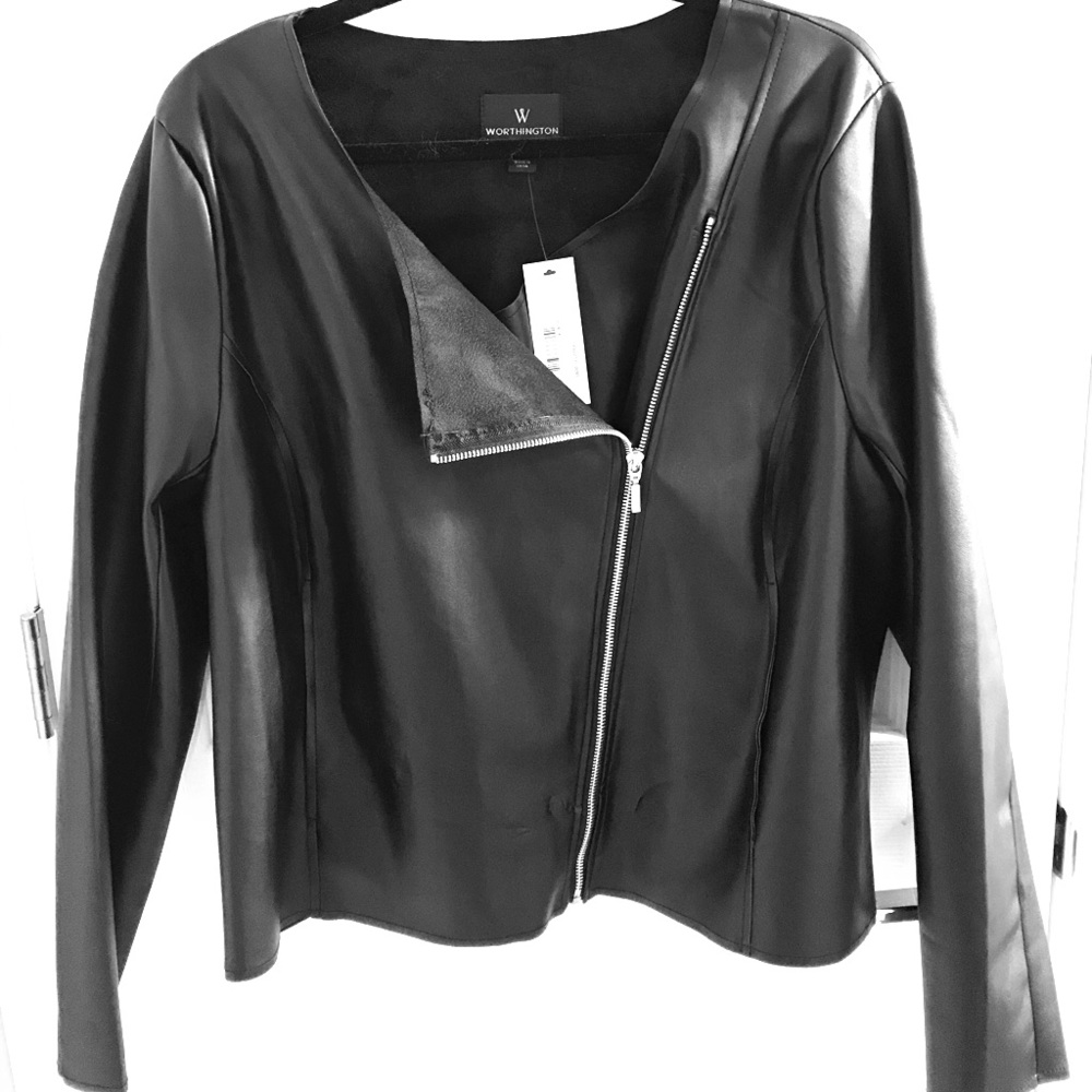 Worthington Zip Front Faux Leather Jacket